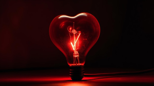 Rayonnez d'amour Illuminez votre passion avec notre ampoule en forme de cœur Un gros plan de romance