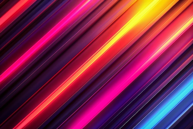 Des rayons de lumière néon vibrants sur un fond sombre Des lignes abstraites et colorées pour des concepts de design modernes