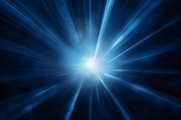 Rayons lumineux volumétriques sur fond bleu foncé