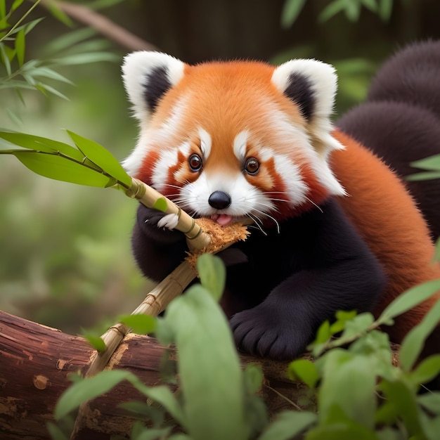 re panda mangeant du bambou dans la forêt AIGenerated