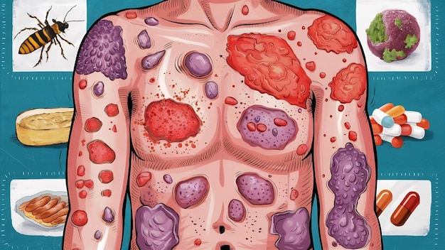 Réaction allergique aux piqûres d' insectes dermatite aliments médicaments allergie éruption cutanée