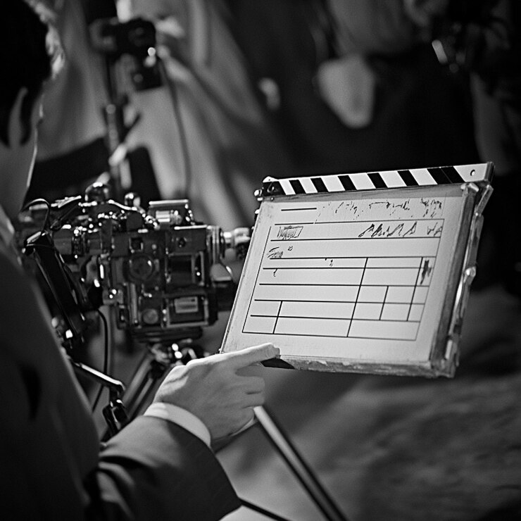 Photo un réalisateur utilisant un clapperboard pour marquer le début d'une prise