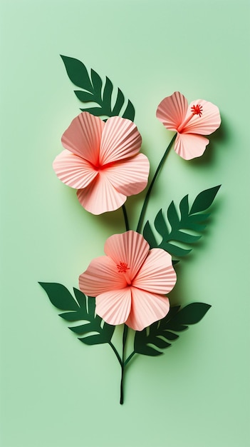réalisme fleurs de fleurs tropicales texture de style origami 3D