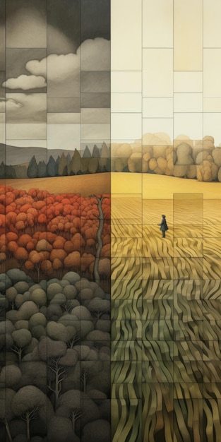 Le réalisme inspiré de la mosaïque, le paysage captivant et l'art des terres cultivées