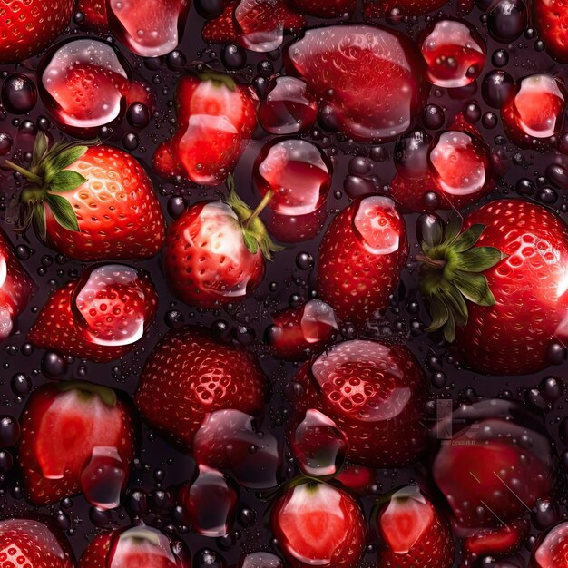 Réalisme photo super qualité vue de dessus brillante en sirop transparent fraise