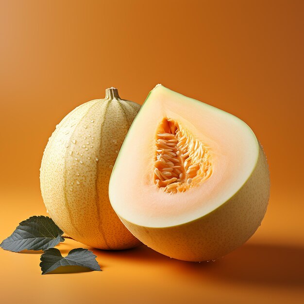 réaliste_photo_one_melon_background_white