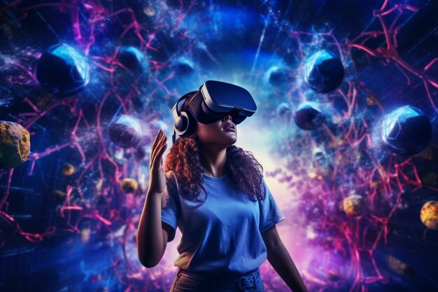 Réalité virtuelle l'utilisateur immergé dans le monde passionnant des jeux