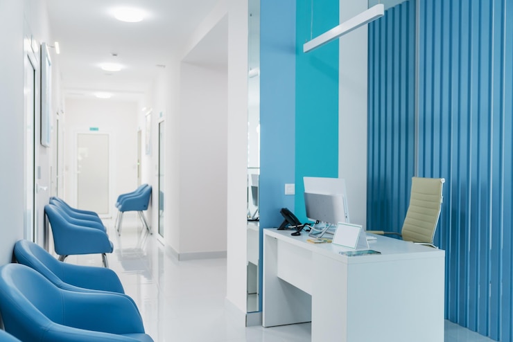 Photo réception moderne dans le concept d'intérieur d'hôpital