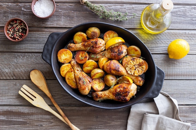 Recette Cuisses de poulet au four avec pommes de terre et citron