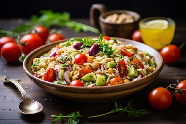 Recette de déjeuner sain avec salade d'orzo