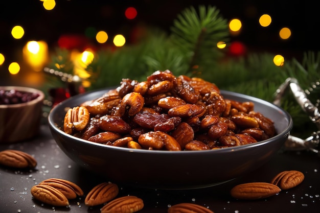 Recette de dîner de Noël avec des noix confisquées et des amandes fumées