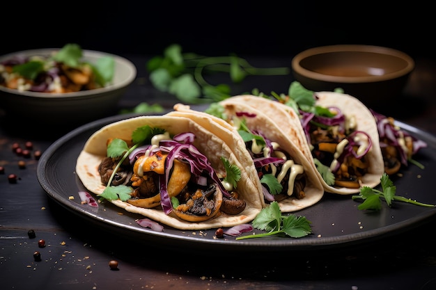 Recette de dîner de tacos aux champignons Photographie culinaire