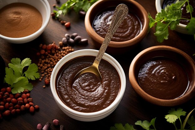 Une recette familiale de sauce mole mexicaine authentique en cours de préparation