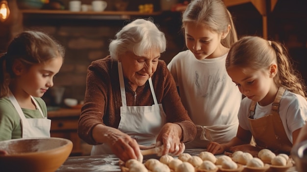 La recette de la grand-mère, le monde, la journée des grands-parents, les enfants, la cuisine intergénérationnelle.