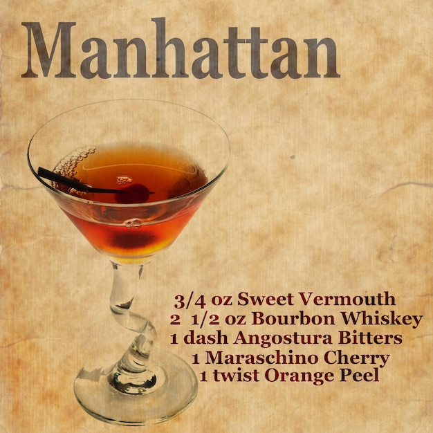 Photo la recette de manhattan.