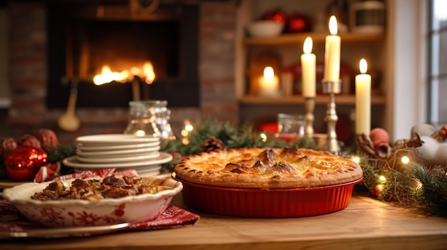 Recette de tarte de Noël et cuisson à la maison repas pour l'hiver confortable d'une campagne anglaise dîner dans le chalet nourriture maison et inspiration de la cuisine britannique