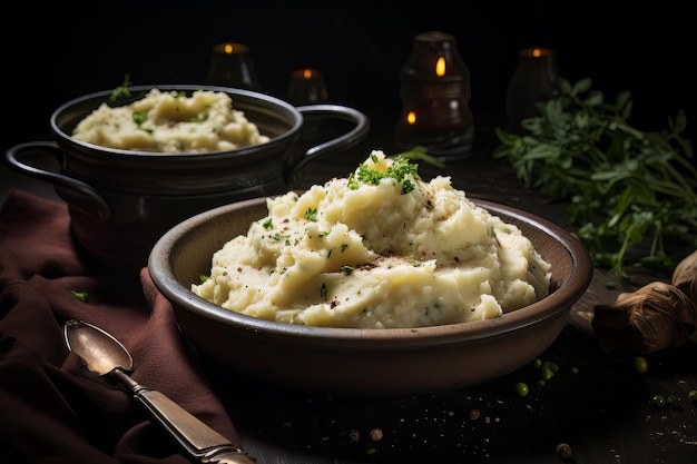 Recette végétalienne de purée de pommes de terre Photographie alimentaire