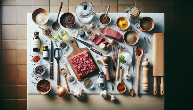 Photo recette de viande de veau moulée préparée sur un comptoir en marbre