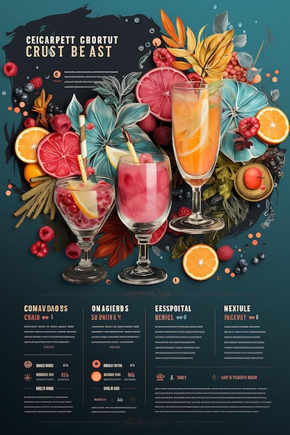 Photo recettes de cocktails d'artisanat colorés avec une couleur vibrante et éclectique