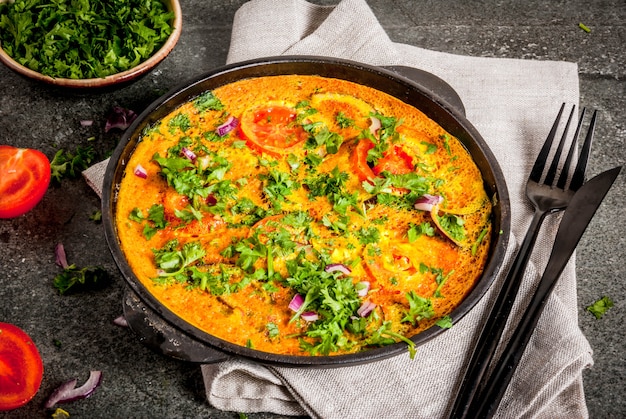 Recettes de cuisine indienne, Omelette Masala aux légumes frais