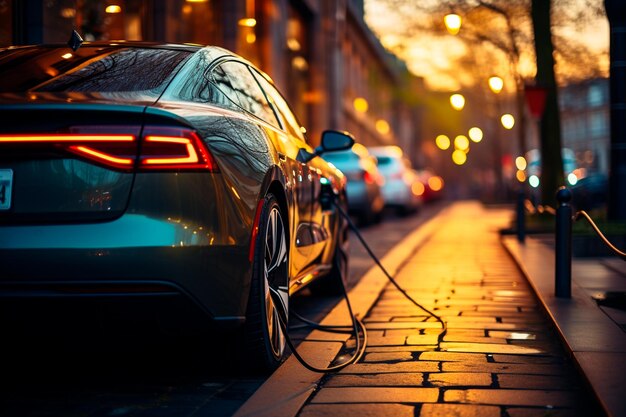 recharge de voiture électrique dans une ville