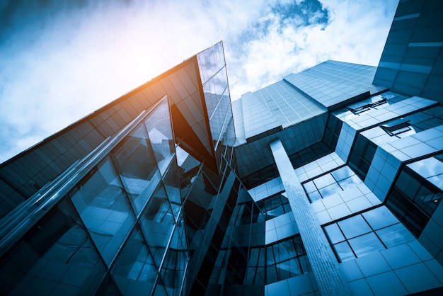 Photo recherche d'un immeuble de bureaux moderne bleu