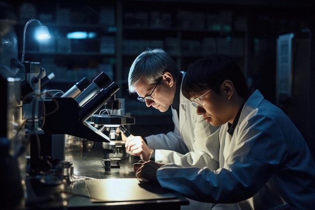 Recherche médicale dans le monde divers scientifiques microscopes de laboratoire modernes et équipements de laboratoire à l'unisson