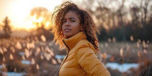 Photo la recherche de soins de santé pour les maux de dos une femme à l'extérieur ressent l'inconfort concept soins de santé maux de dos femmes39s santé à l'extérieur inconfort