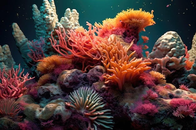 un récif de corail coloré avec des coraux