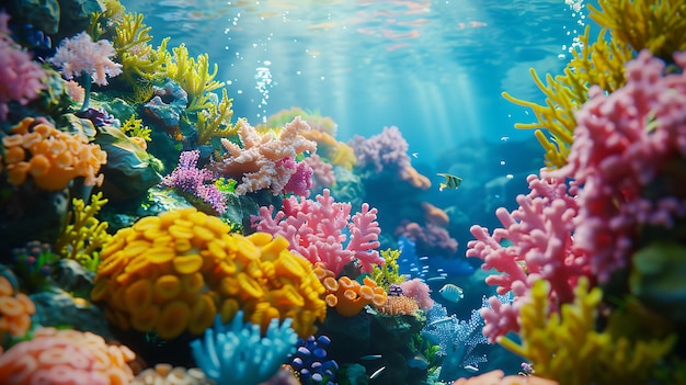 Un récif de corail dans la mer Un monde sous-marin magnifique avec des coraux et des poissons tropicaux