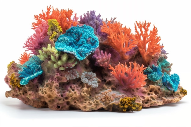 Récif corallien isolé sur fond blanc IA générative