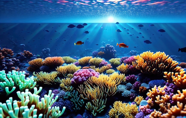 récif corallien avec des poissons