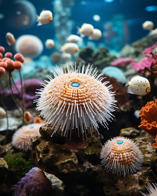 Récif corallien sous-marin avec résidents