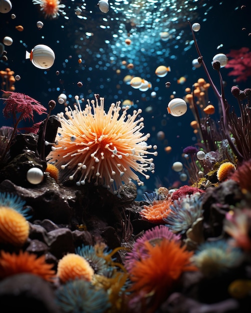 Récif corallien sous-marin avec résidents