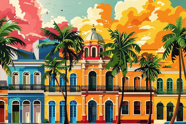 Recife et le Pernambuco sont des illustrations colorées.