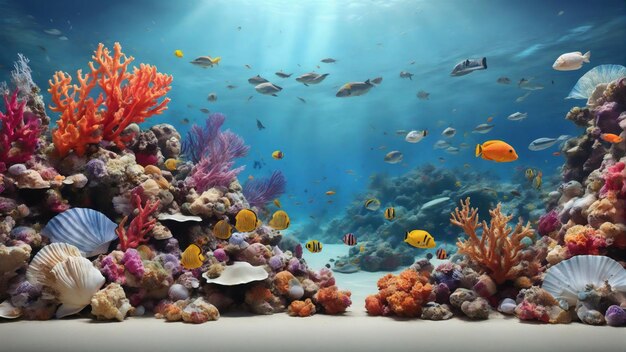Photo les récifs coralliens et les poissons sous la mer