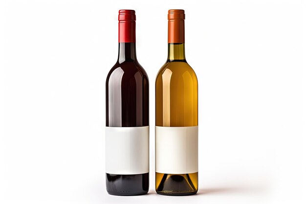 Récipients de vin rouge et blanc sur surface blanche