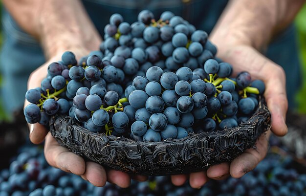 Photo une récolte abondante de raisins mûrs de la vigne