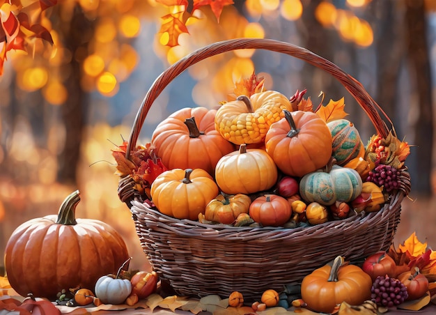 Récolte d'automne dans l'ambiance de Thanksgiving du parc d'automne