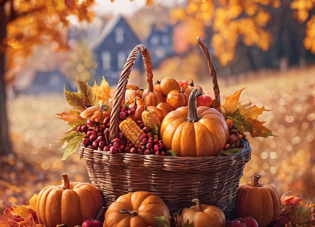 Récolte d'automne dans l'ambiance de Thanksgiving du parc d'automne