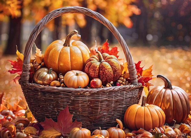 Récolte d'automne dans l'ambiance de Thanksgiving du parc d'automne