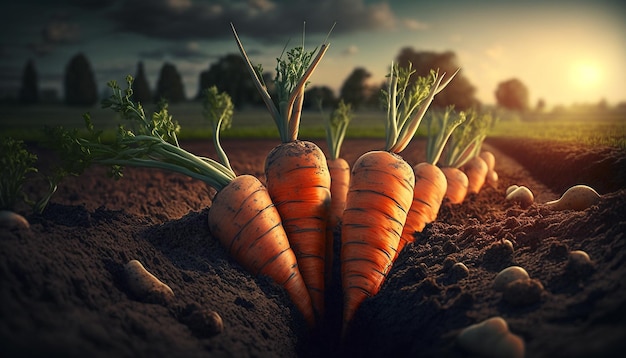 Récolte de carottes au jardin AI générative