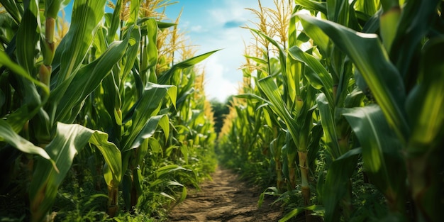 Récolte de champs de maïs Produits photo de haute qualité respectueux de l'environnement AI générative