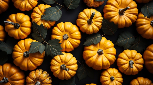 Récolte de citrouille d'automne Halloween végétarien et concept de saine alimentation fond d'écran carte postale saisonnière