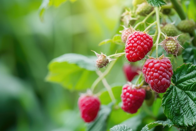 La récolte des framboises dans le jardin