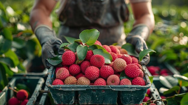 Photo la récolte des litchis dans un verger 169