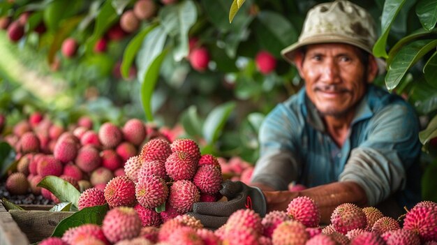 Photo la récolte des litchis dans un verger 169