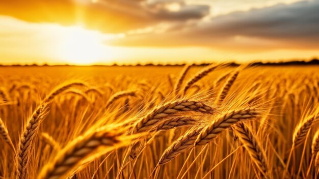 Une récolte d'or Un champ de blé au coucher du soleil