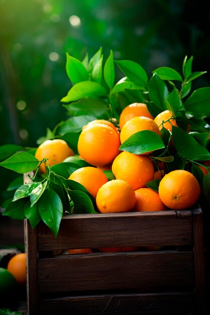 Récolte d'oranges dans une boîte dans le jardin Concentration sélective