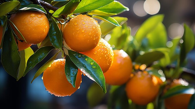 La récolte des oranges juteuses sur l'arbre